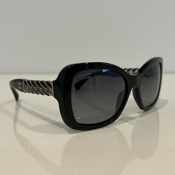 CHANEL INTERLOCKING CC BLACK AND SILVER GRADIENT SUNGLASSES NEW IN BOX! - Picture 12 of 17